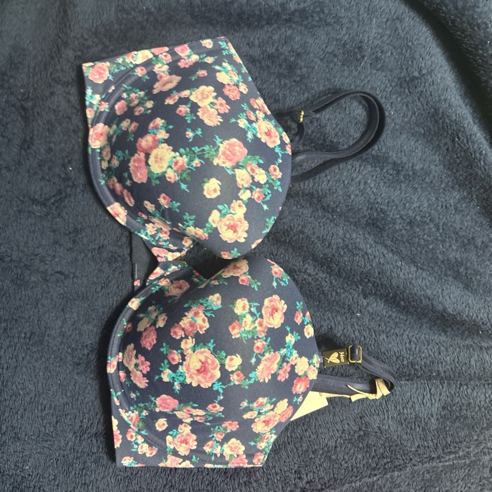 Victoria's Secret Navy Floral Padded T-Shirt Bra
